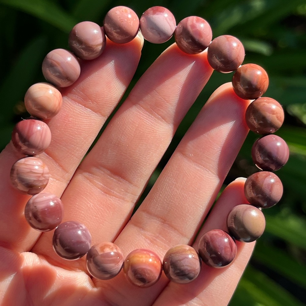 9.5mm stretchable purple red alashan agate bracelet‎ 0284